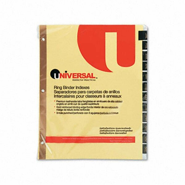 Universal Battery Universal  Leather-Look Mylar Tab Dividers  12 Month Tabs  Letter  Black/Gold  12 per Set UN33068